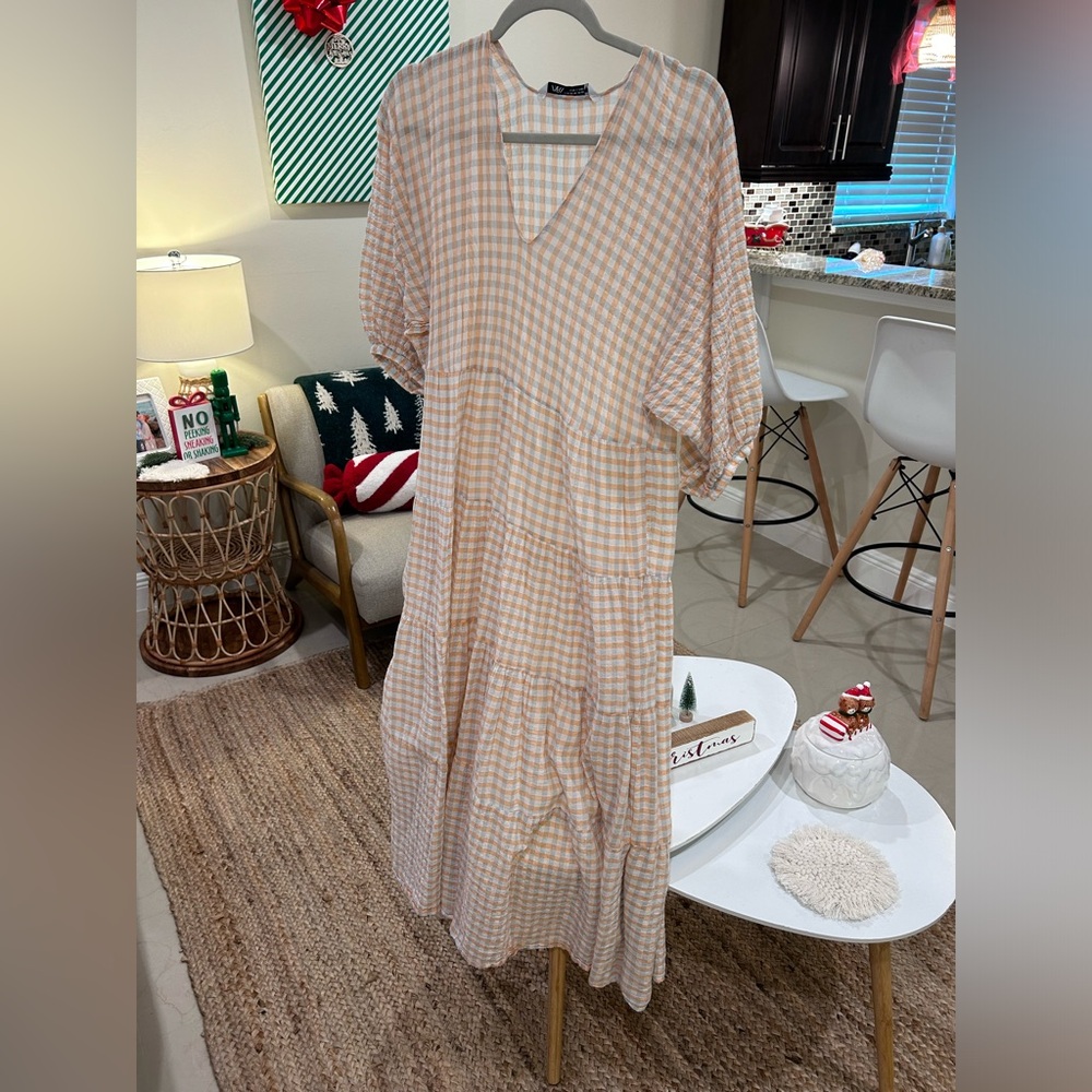 Zara Plaid Dress🧡🩵